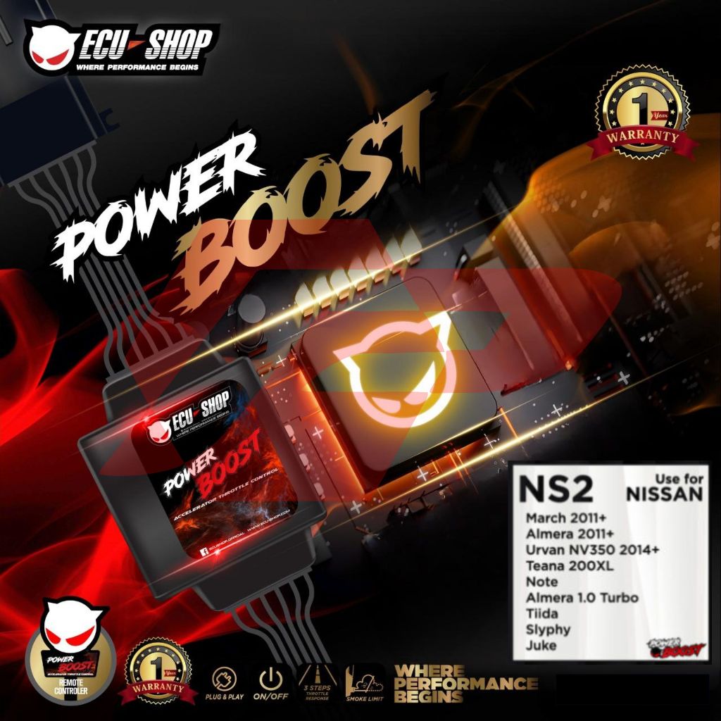 Power Boost Aksesoris Piggyback Ecu ECUSHOP - NS2 - Nissan March Almera 11+ Urvan NV350 14+ Teana No