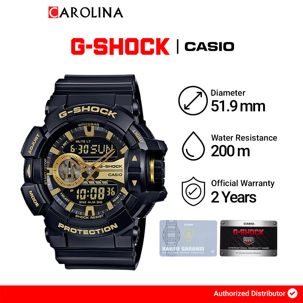 Jam Tangan Pria Casio G-Shock GA-400GB-1A9 Digital Analog Dial Black Resin Band