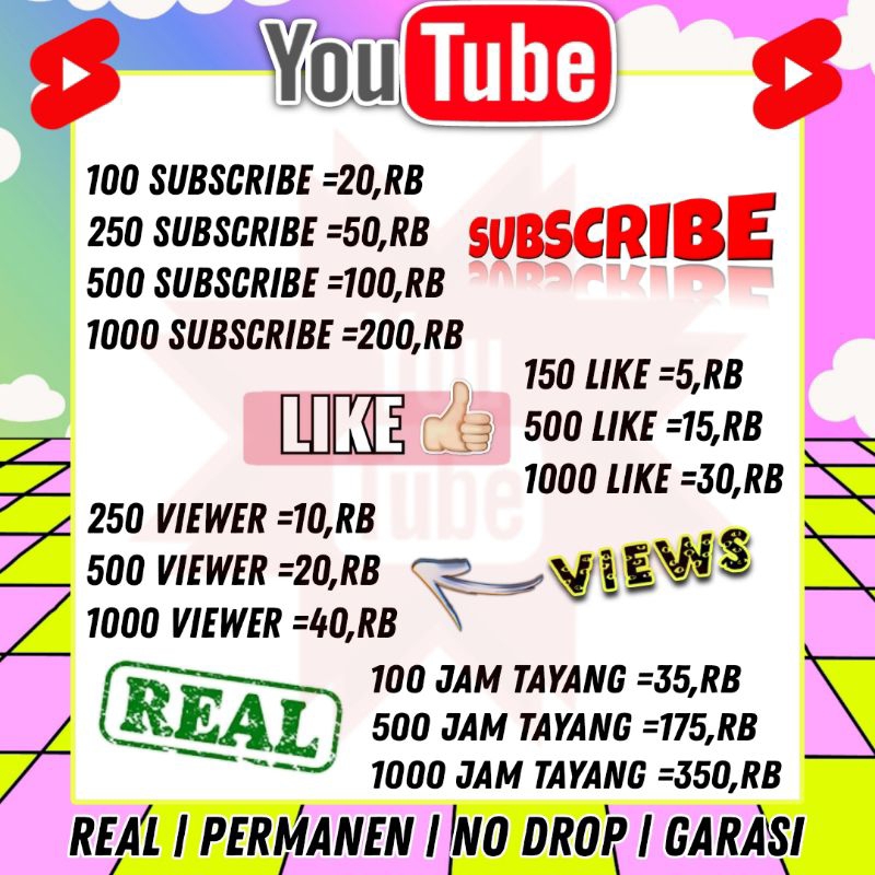 SUBSCRIBER YOUTUBE PERMANEN, JAM TAYANG VIEWER, LIKE REAL NO DROP GARANSI 30 HARI