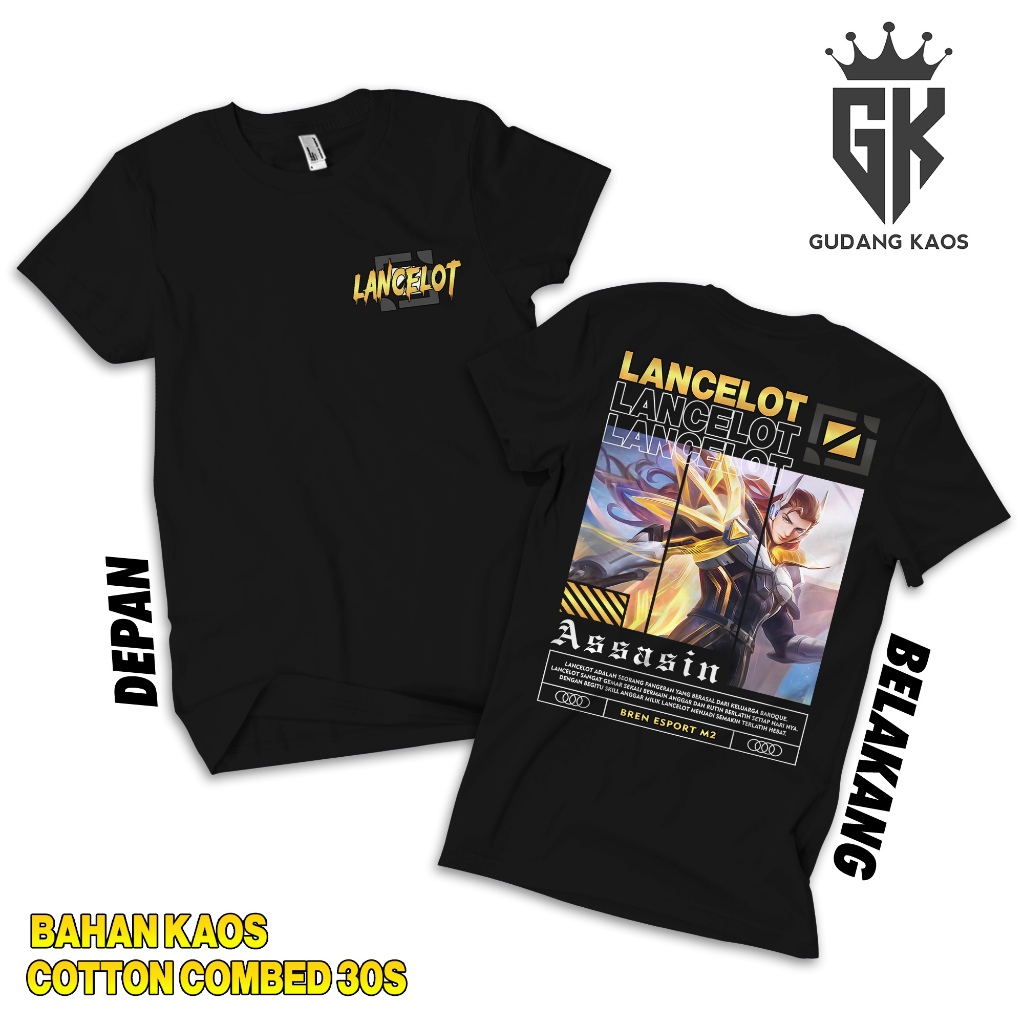 Gudang Kaos ML Lancelot M2 Bren Esport - Baju Mobile Legend - Baju ML - Kaos Distro Pria Cotton Comb