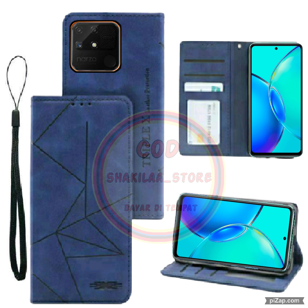 CASE HP RELAME NARZO 50A MOTIF MAGNET - CASING DOMPET-FLIP COVER LEATHER-SARUNG HP