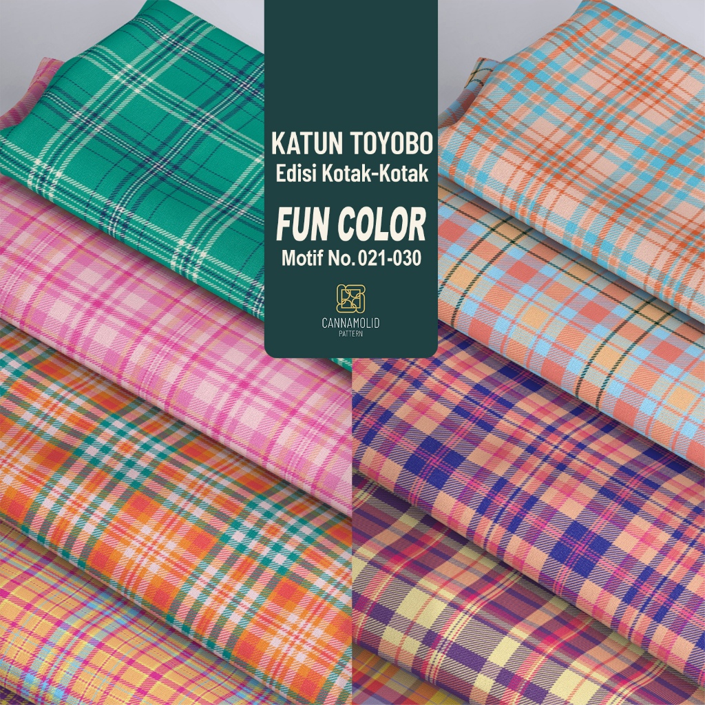 Kain Toyobo Motif KOTAK Ceria  | Lebar 145cm | Plaid FUN COLOR 21-30