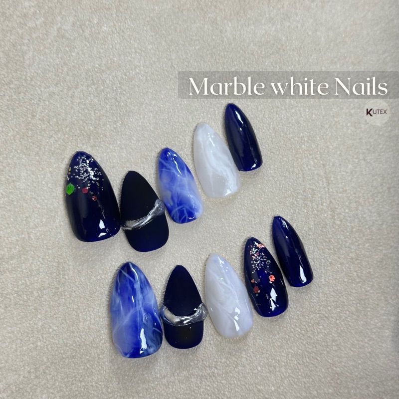 Marble Blue | Custom fake nails | Fake nails custom
