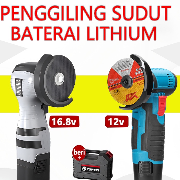 TEBUS MURAH FUYAON Gerinda Mini Cordless 12V168V 1baterai2baterai Mesin Gerinda Sudut Tanpa Sikat Ta