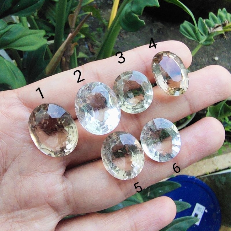 Batu Permata Natural Kecubung Teh Bentuk Kating Oval B / kecubung madu / kecubung lemon quartz
