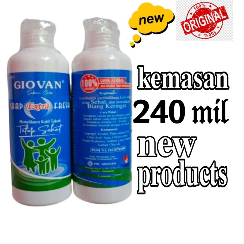 kemasan baru giovan soap extra freh 240 mil. Sabun untuk biang keringet bayi / Giovan body wash / Gi