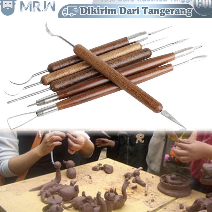 

Promo Meriah 6PCS Ukir Carving Sculpting PotteryClay Sculpting ToolsAlat Tanah Liat Lilin