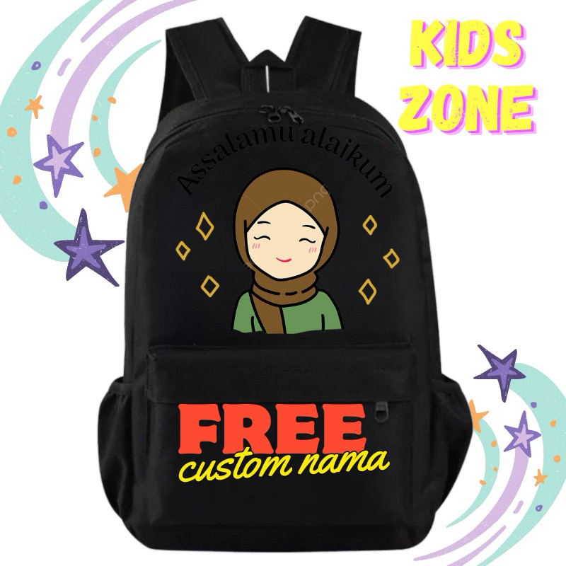 TAS SEKOLAH/NGAJI ANAK FULL WARNA GAMBAR PEREMPUAN MUSLIMAH
