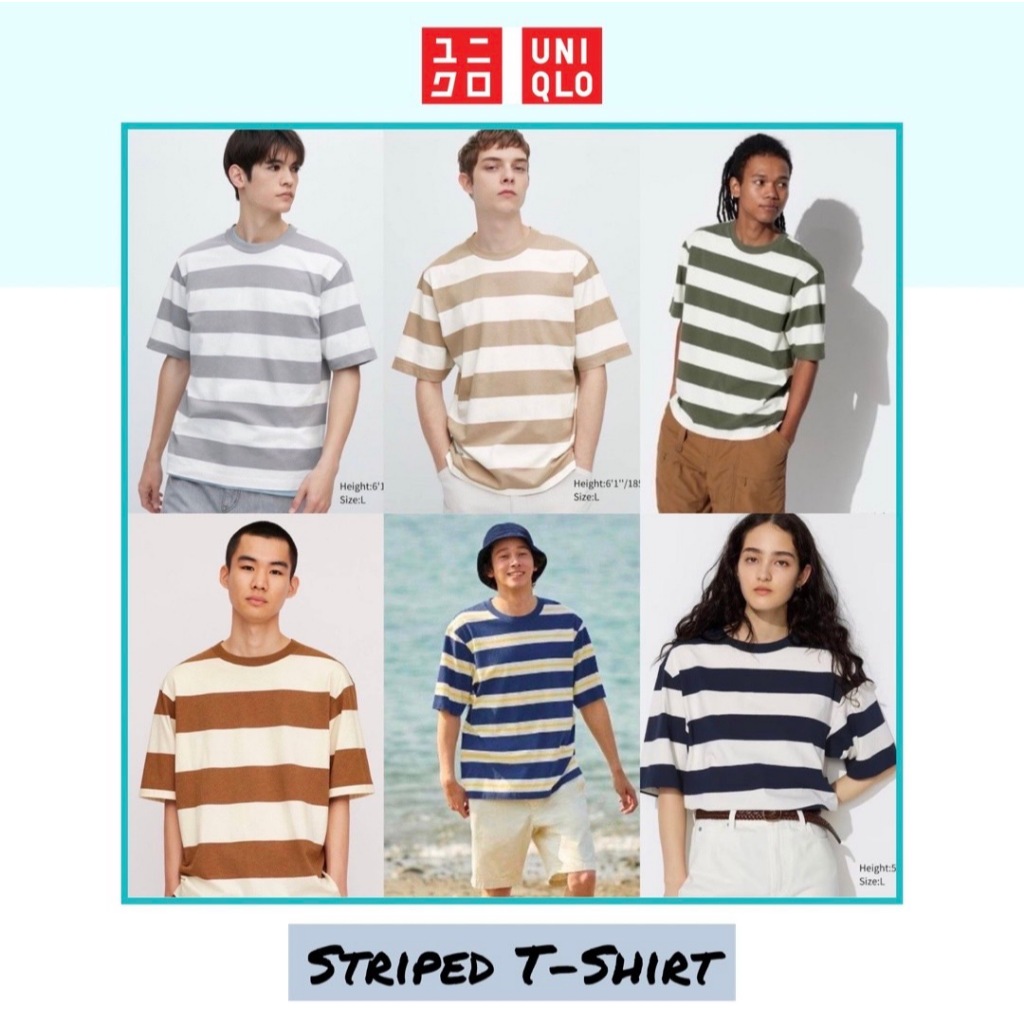 Oversized Striped Crew Neck Half Sleeve T-Shirt by Uniqlo [UNISEX] - Kaos Pria Wanita
