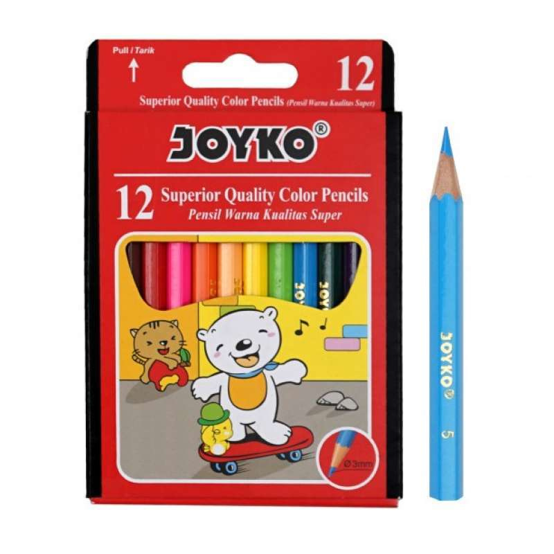

[PCS] PENSIL WARNA JOYKO MINI 12 WARNA CP-S12 / PENSIL WARNA JOYKO PENDEK