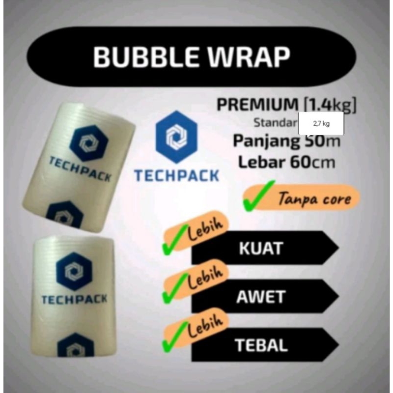 

Plastik Bubble Wrap Roll Bening Putih Uk. 60cmX50m | Premium Tebal TECHPACK