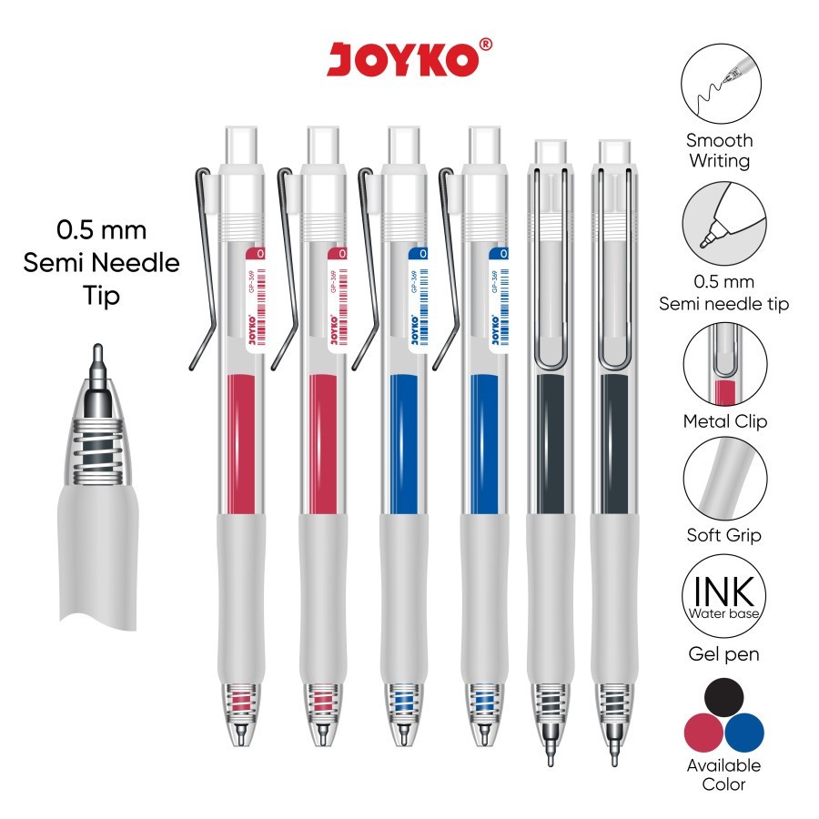 

Joyko Pulpen Gel Pen 0.5mm GP-369 Metaru Semi Needle Tip