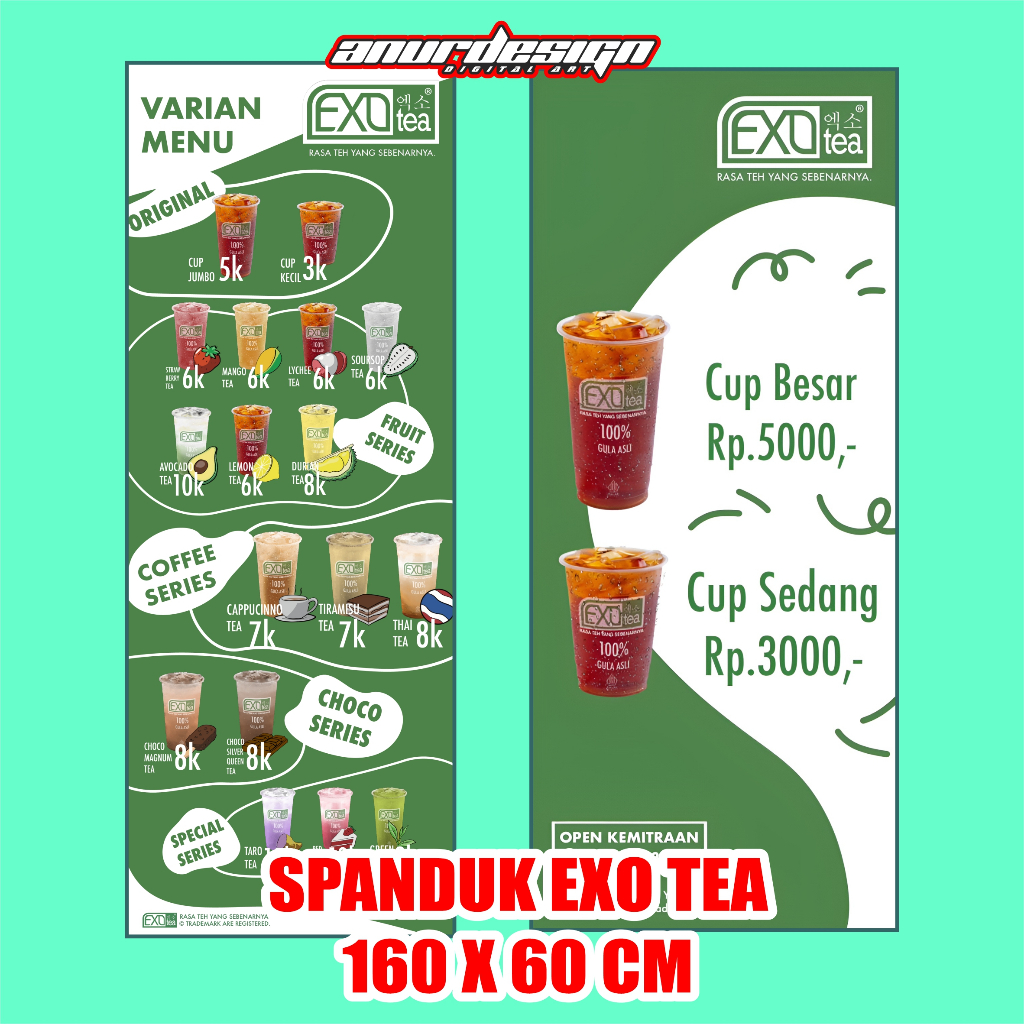 SPANDUK KEMITRAAN | SPANDUK TEH EXO | SPANDUK EXOTEA | X BANNER EXOTEA | DAPET 2PCS