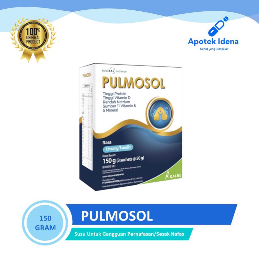 

BISA INSTAN PULMOSOL CREAMY VANILA 150 GR Susu Sesak Nafas /Susu Pernapasan Paru Paru Tinggi Protein