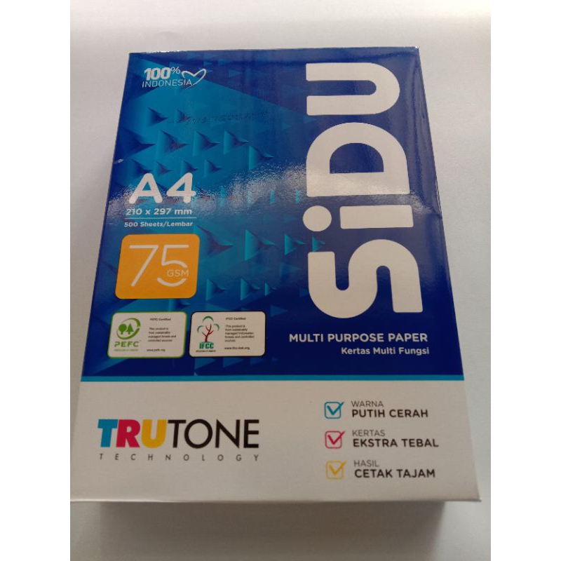 

Kertas A4 SIDU / kertas Print/Kertas Fotocopy 75 Gsm, 1 Rim 500 lembar