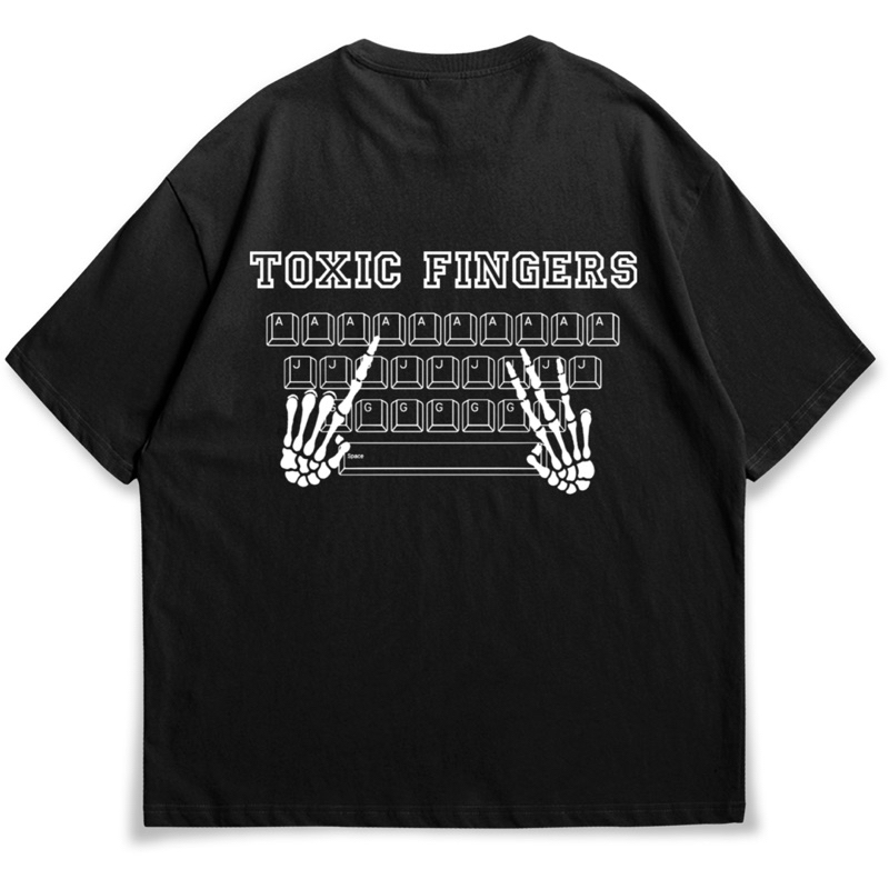 HFLS Oversized T Shirt - Toxic Fingers Black - Kaos Distro Oversized Pria Wanita