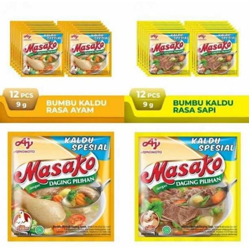 

Masako bumbu penyedap rasa ayam sapi sachet renceng isi 12