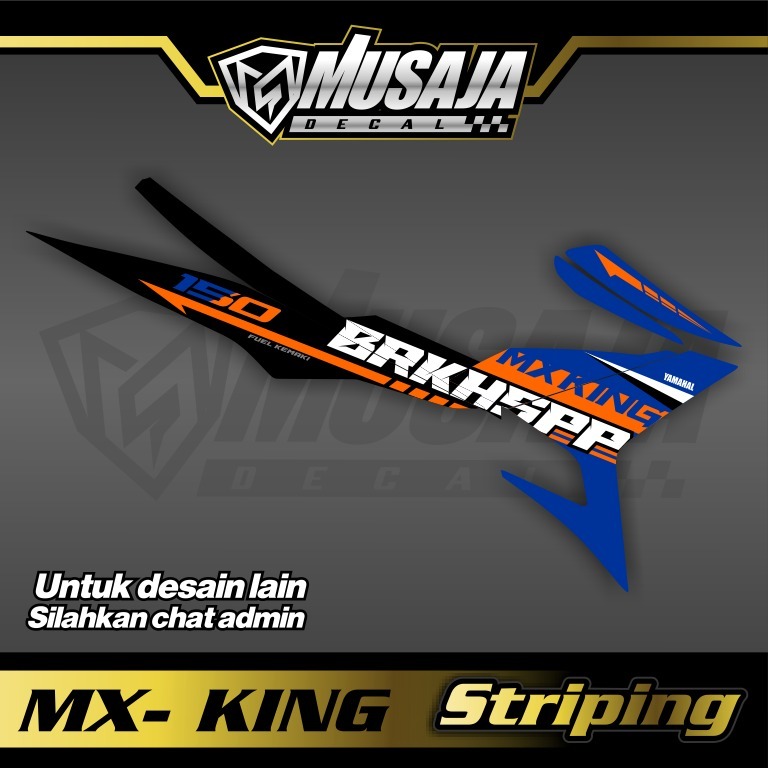 Stiker striping mx king biru hitam orens transparan uv glossy non full body
