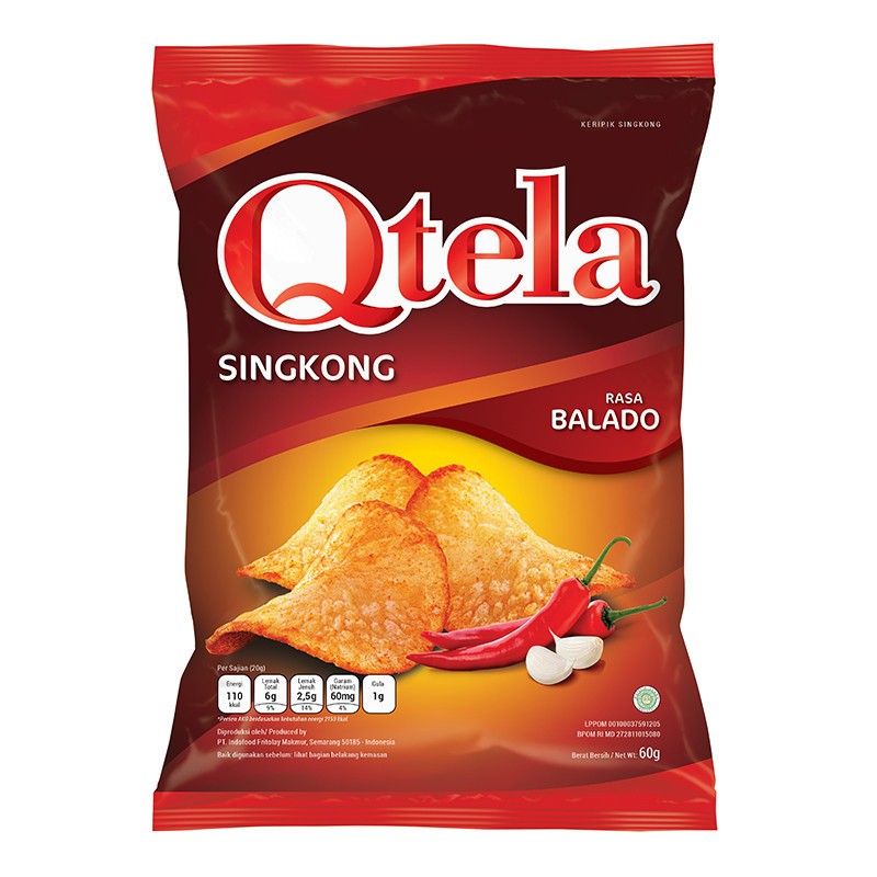Qtela Keripik Singkong original/Barberque/Balado 60 Gram