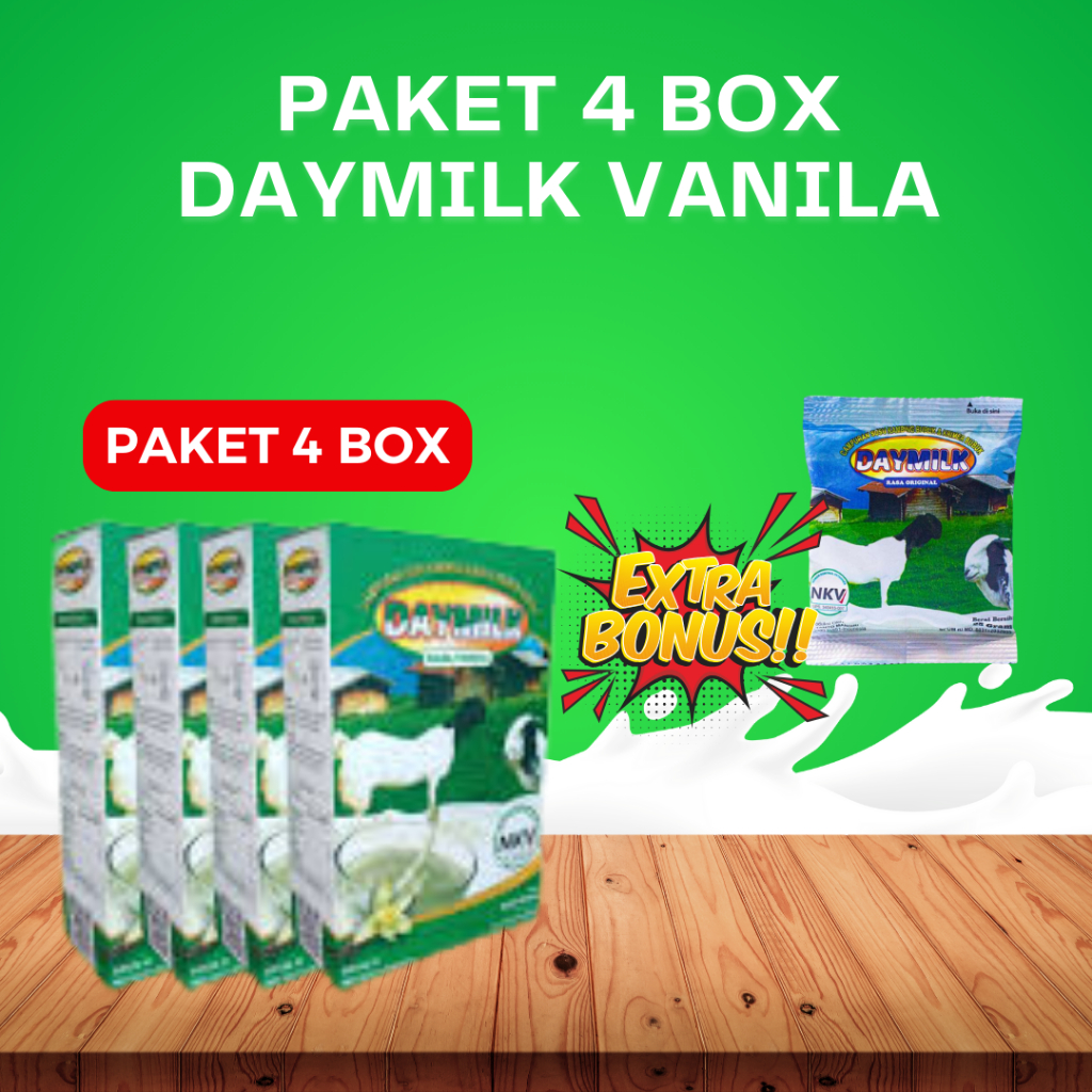 

DAYMILK Rasa Vanila Atasi pernafasan & Persendian - PAKET HEMAT 4 BOX FREE DAYMILK SACHET