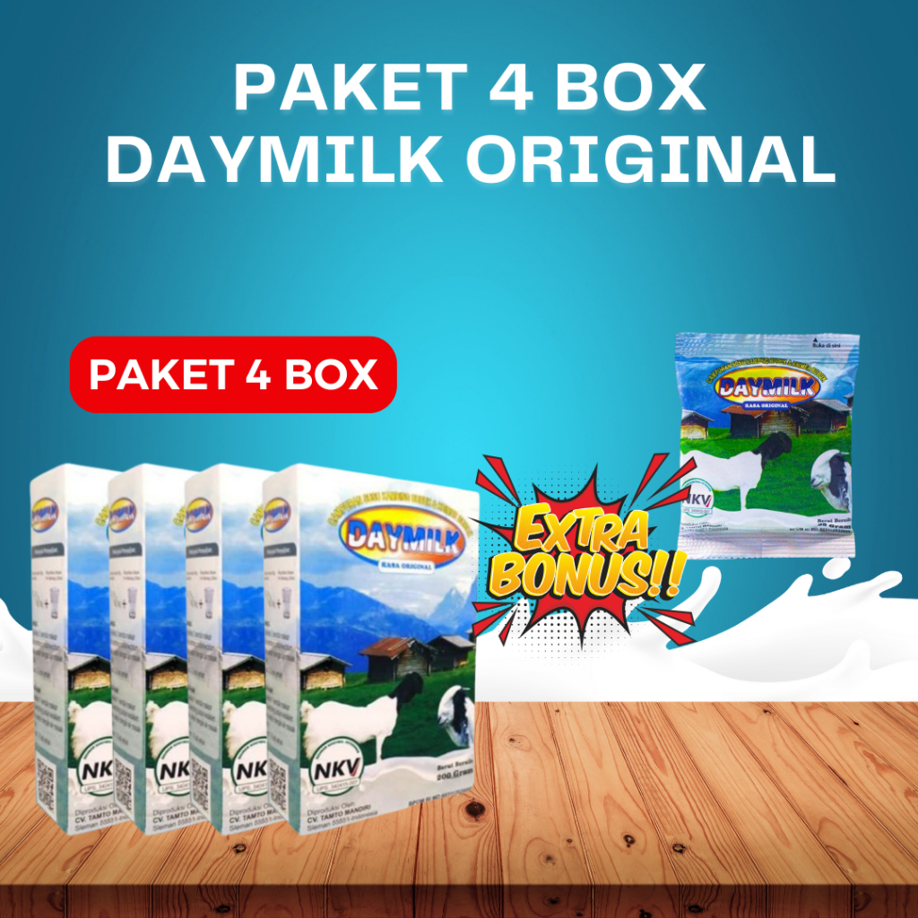 

DAYMILK Rasa Original Atasi pernafasan & Persendian - PAKET HEMAT 4 BOX FREE DAYMILK SACHET