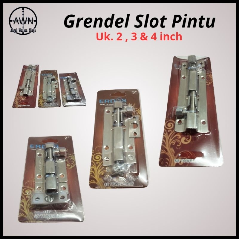 Grendel Kunci Slot Pintu 2, 3 & 4 " inch Stainless Steel | Grendel Pintu | Gerendel Pintu Kamar Mand