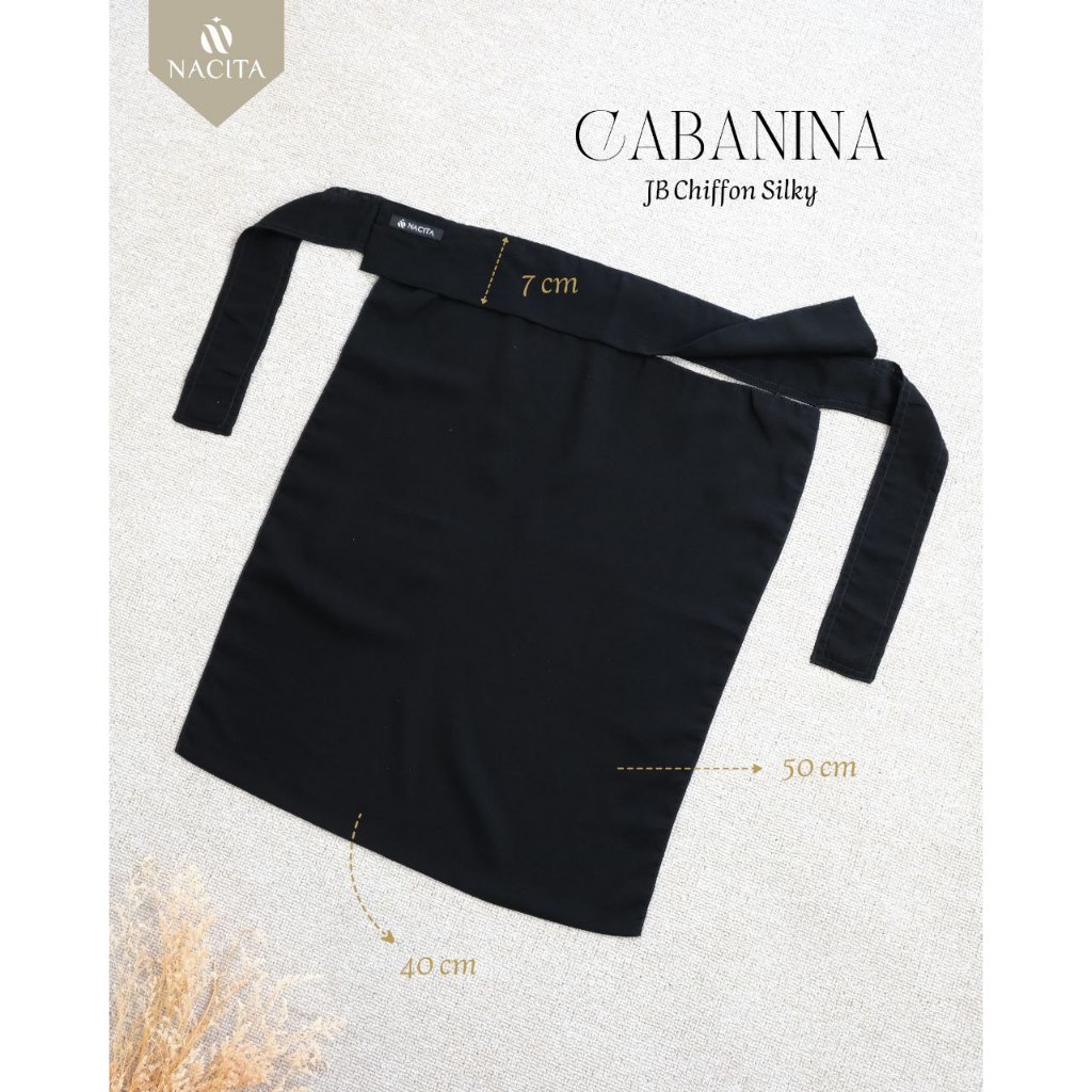 Niqob Cabanina Cadar  Bandana Poni Nacita syari Jetblack sifon silky lembut breathable