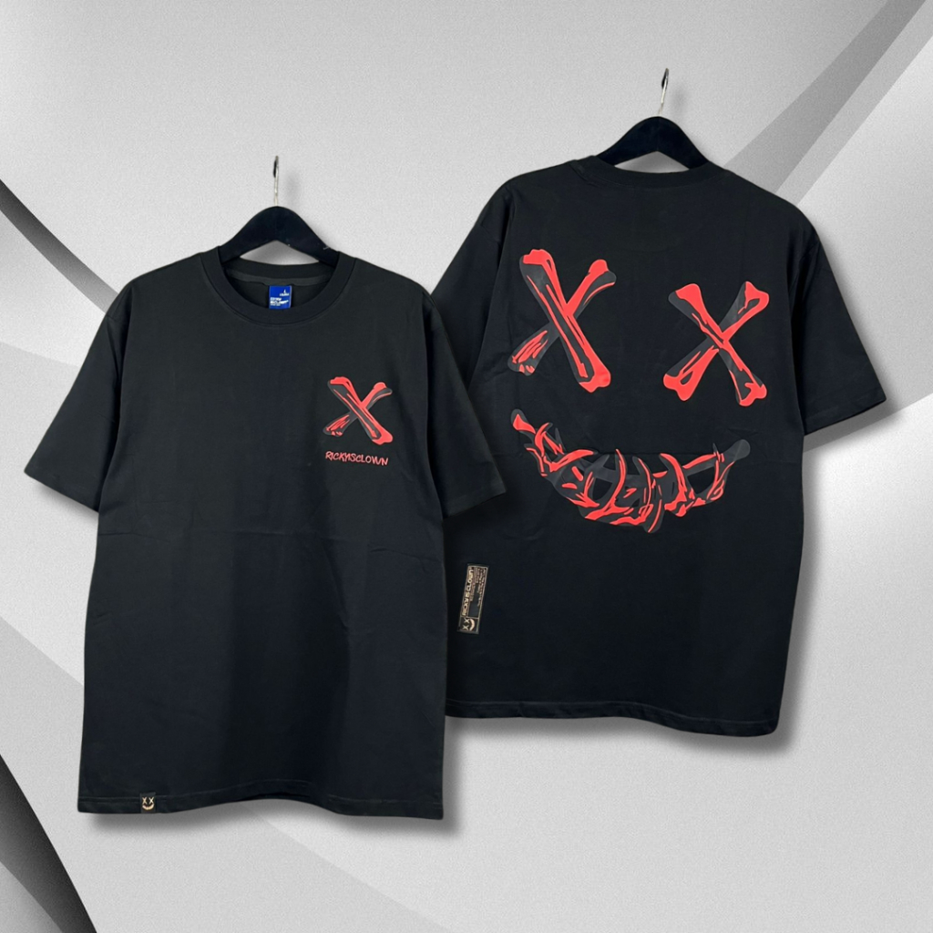 Baju Kaos Ricky Is Clown SCARLET SKULL Tee Oversize Unisex Baju Kaos Pria & Wanita Ricky Is Clown 1: