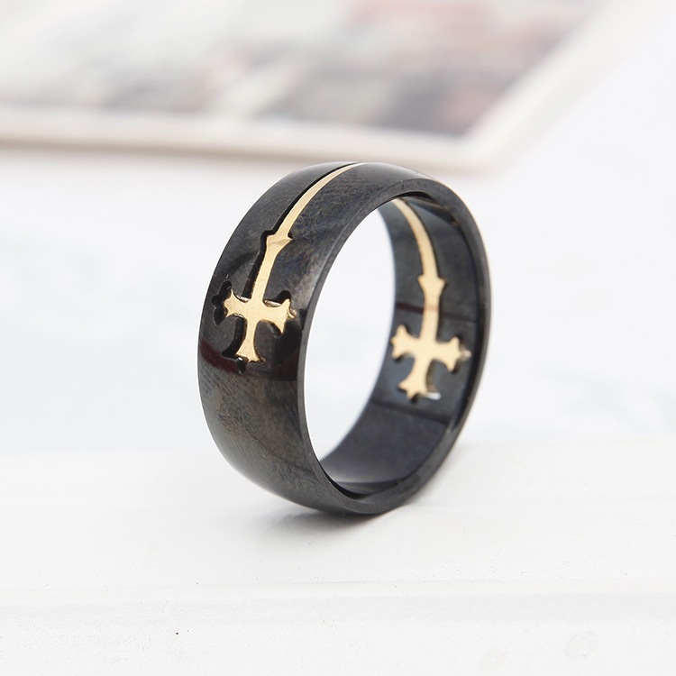 Cincin Logo Salib Sambung Panjang - Classic Vintage Style Cross Detachable Combination Stainless Ste
