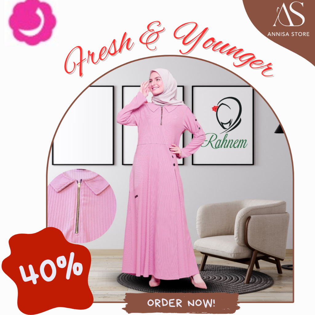 BAJU CASUAL REMAJA WANITA GAMIS DAILY OUTFIT RAHNEM GM 41 PINK  / BAJU GAMIS WANITA REMAJA CASUAL & 