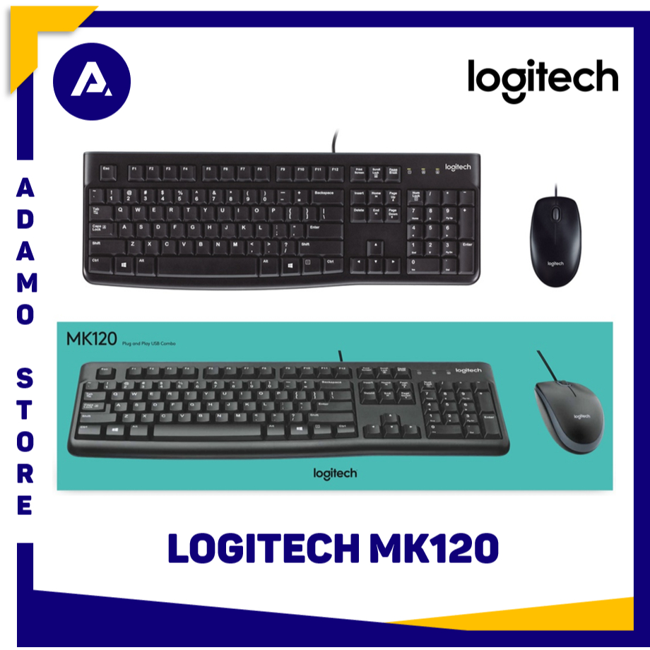 Keyboard Mouse Combo Logitech MK120 Keyboard dan Mouse Kabel USB Original