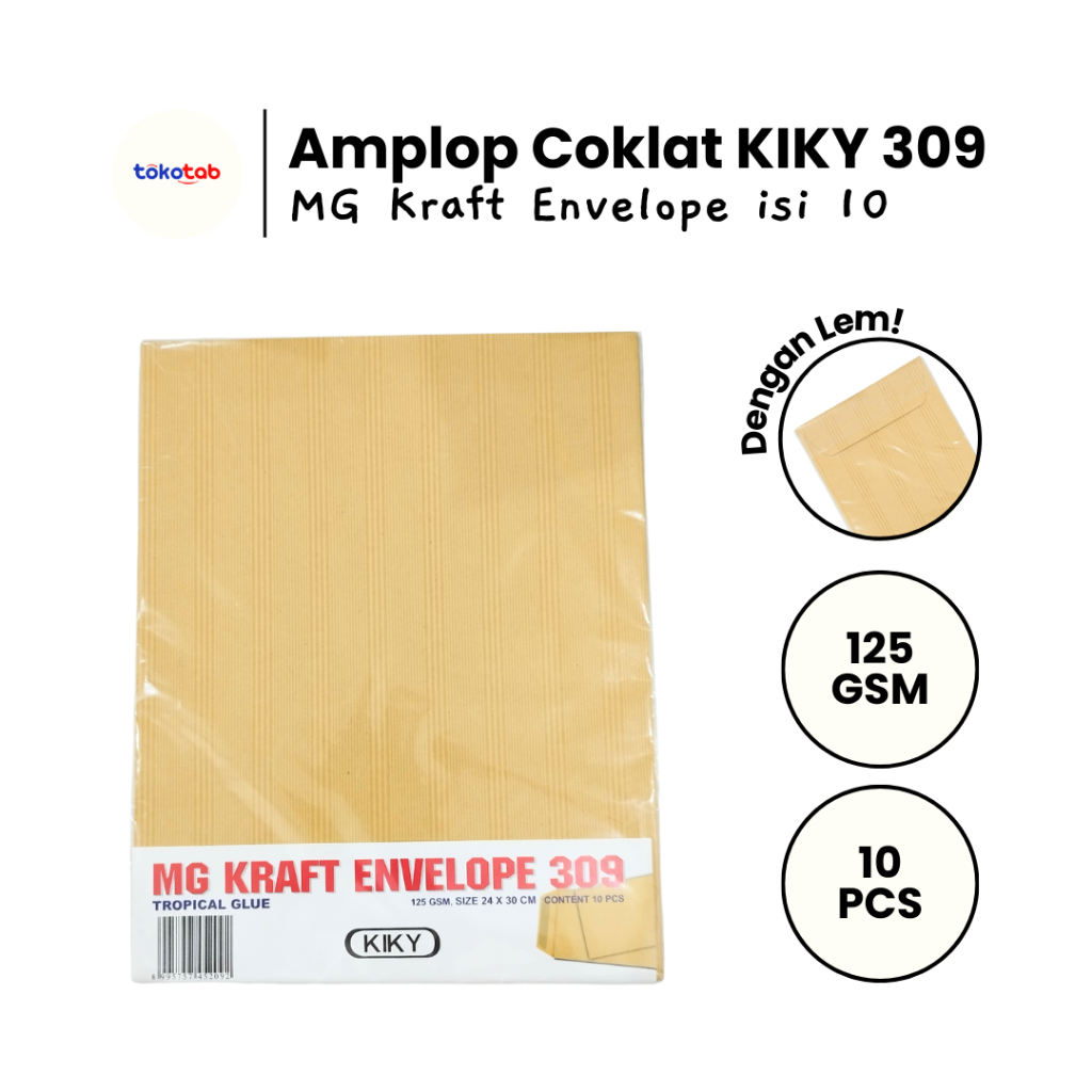 

Tokotab - AMPLOP COKLAT KIKY 309 POLOS LEM (10)