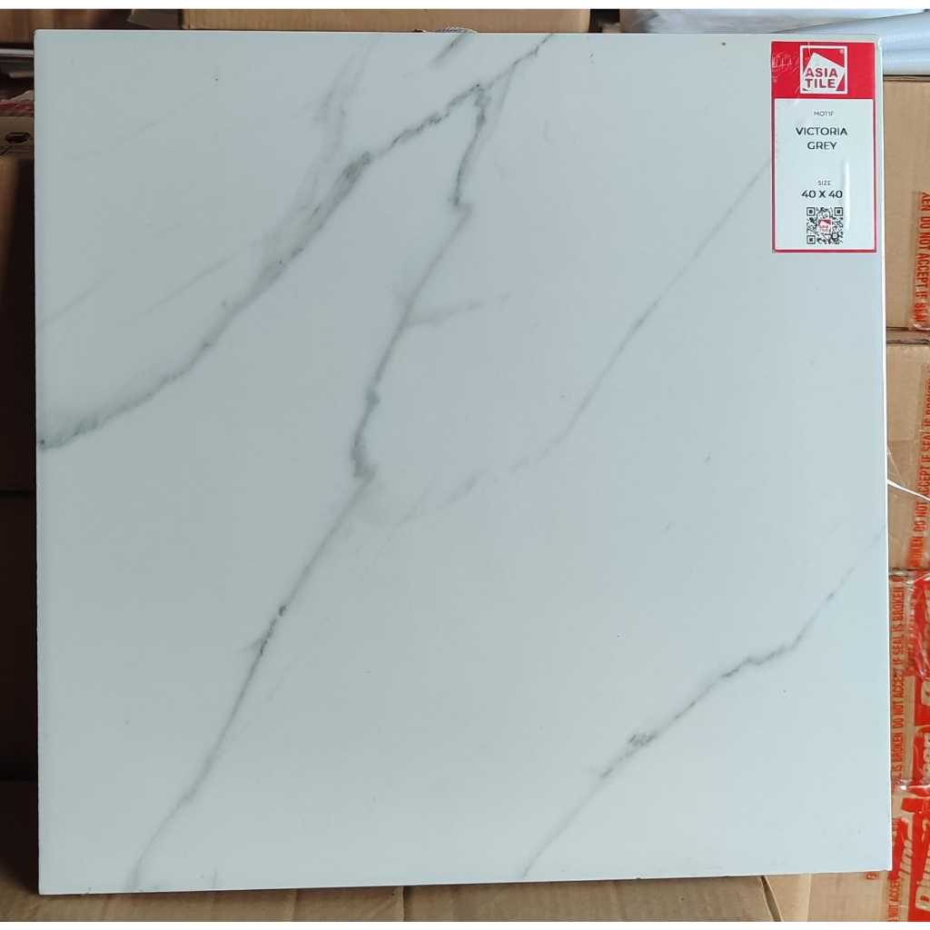 KERAMIK LANTAI GLOSSY ASIATILE 40X40 VICTORIA GREY KW A