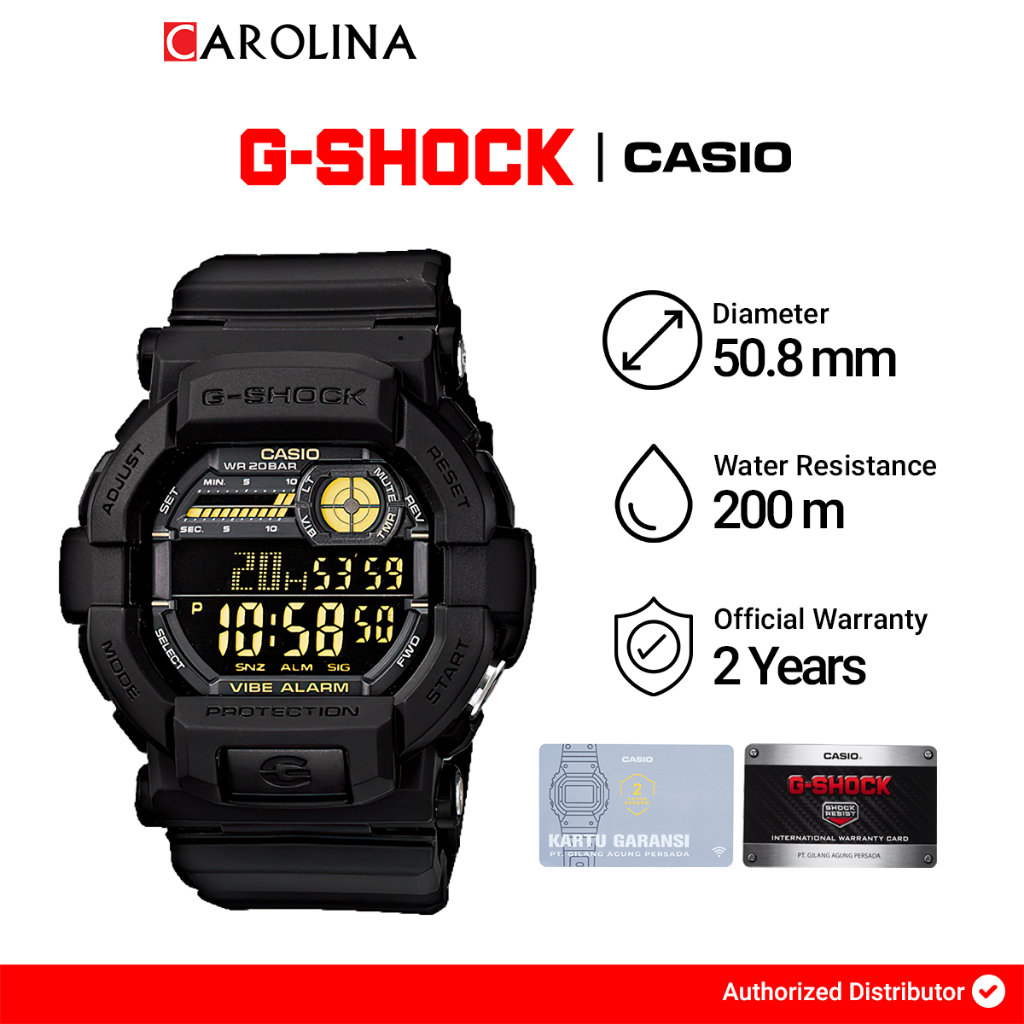 Jam Tangan Pria Casio G-Shock GD-350-1B Digital Dial Black Resin Band