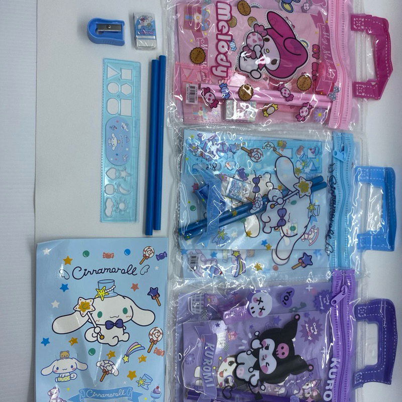 

Perlengkapan Sekolah anak / Stationary SET 6 IN 1 Free Tas Alat Tulis Anak Sekolah Buku Pensil Penghapus Rautan Penggaris Tas / anak sekolah tas sanrio