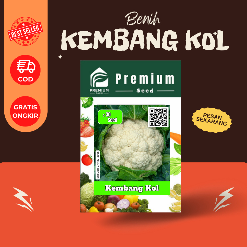 Benih Bibit Biji KEMBANG KOL Dataran Rendah Bunga Putih Besar