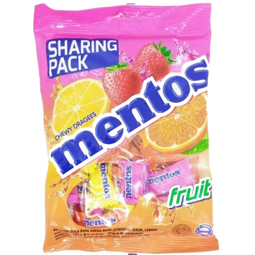 

MENTOS Candy Fruit Chewy Dragees Buah 121.5gr