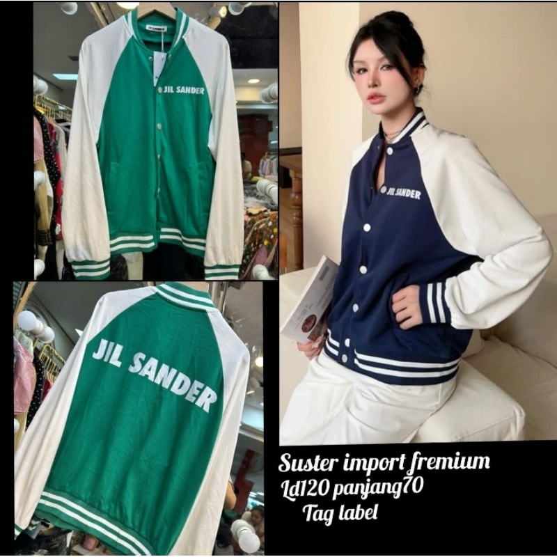 Jacket Wanita Tulisan SANDRA Bahan Kaos Import