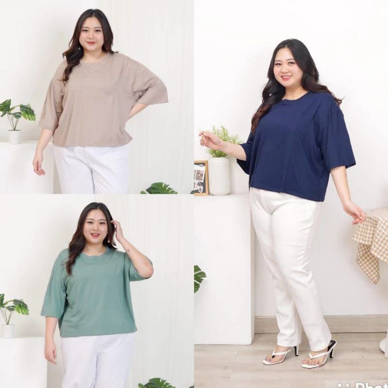 LD 140 ATASAN KAOS BLOUSE FASHION PAKAIAN CROP TOP WANITA CEWE KEKINIAN SUPER JUMBO BIGSIZE OVERSIZE