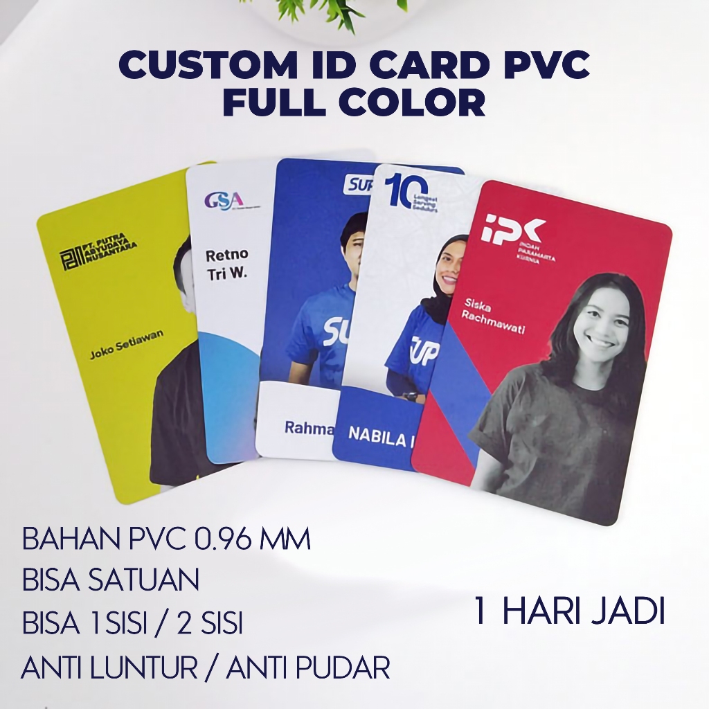 

Cetak Kartu ID Card Custom Print 2 Sisi Bahan PVC