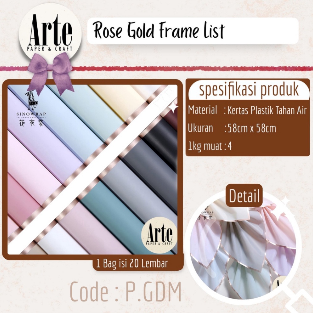 

Terlaris 2 Lembar Cellophane Rose Gold Frame Border Bouquet Bingkai Jelly Film List Kertas Buket Korea Bunga Flower Wrapping Paper Varian Color Kado Arte Grosir Florist Supply Jakarta PGDM