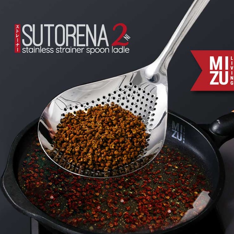Stok Banyak MIZU SUTORENANI 34 Stainless Strainer Spoon Ladle Centong Saringan Sup Sendok Saringan M