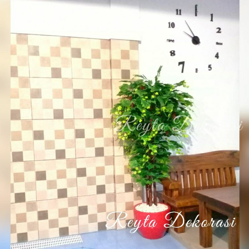 POHON ANGGUR 2mtr pohon hias buah anggur - bunga hias plastik buah anggur - bunga plastik daun anggu