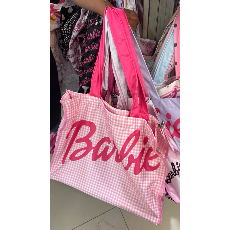 BARBIE Tote Bag Tas Jinjing Pink Fashion Nylon Barbie Edition Best Seller BKK Import