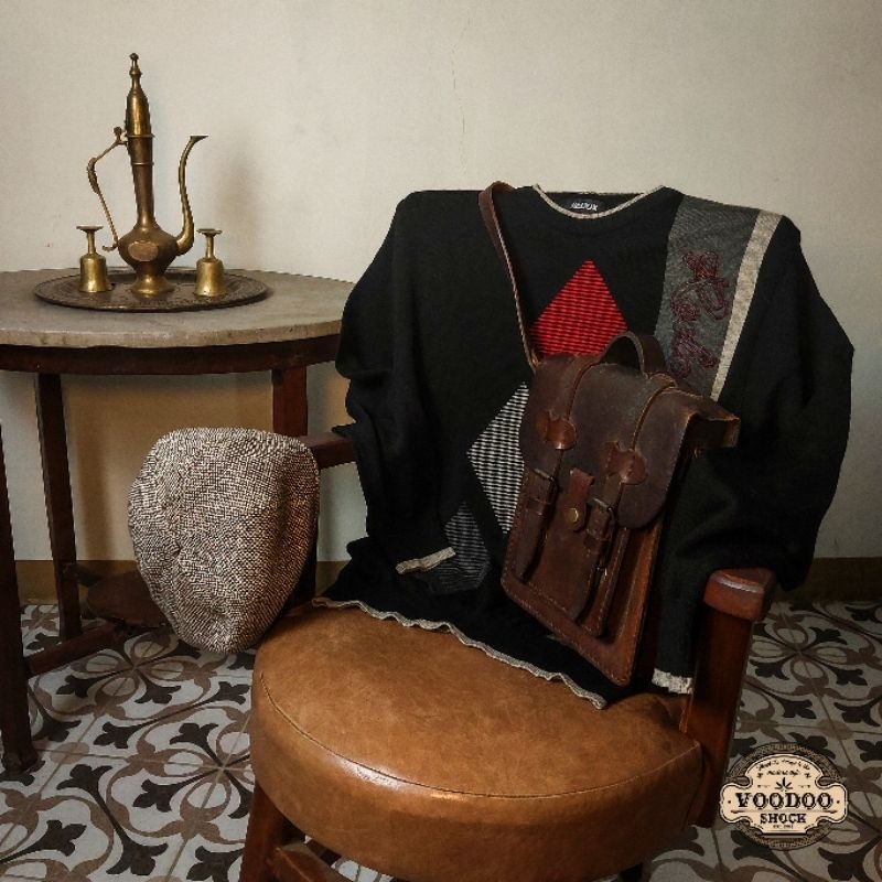 VOODOO - 136 - Argyle Pattern Knit Sweater With 3D Embroidery