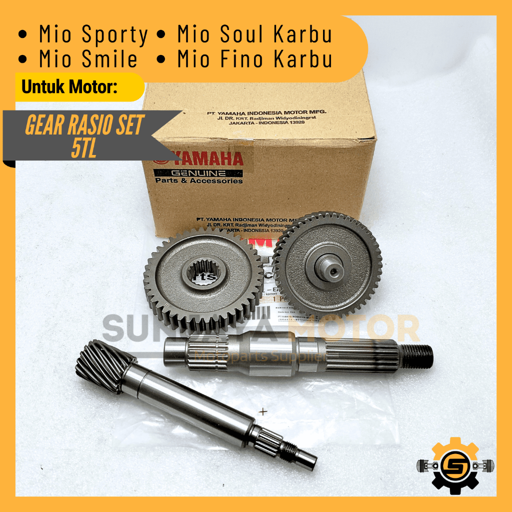 Gear Rasio Set Original Yamaha 5TL Gigi Rasio Mio Sporty Mio Soul Mio Smile Fino Karbu Gear Gardan O