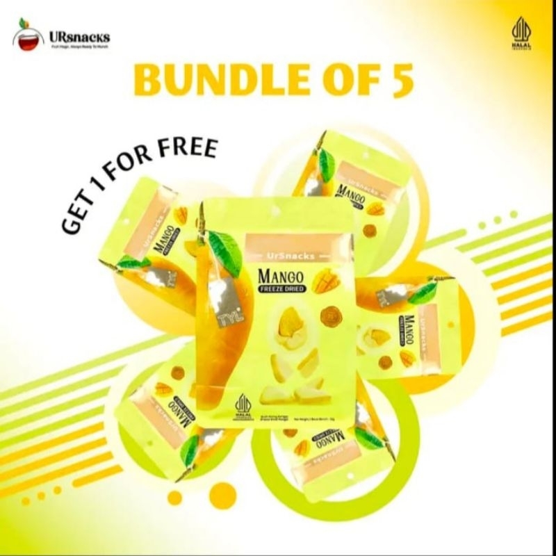 

TYL URSNACK BUNDLE 5 FREE 1 Rasa Mangga Freeze Dried Snack Keripik Cemilan Enak sehat Halal & bpom