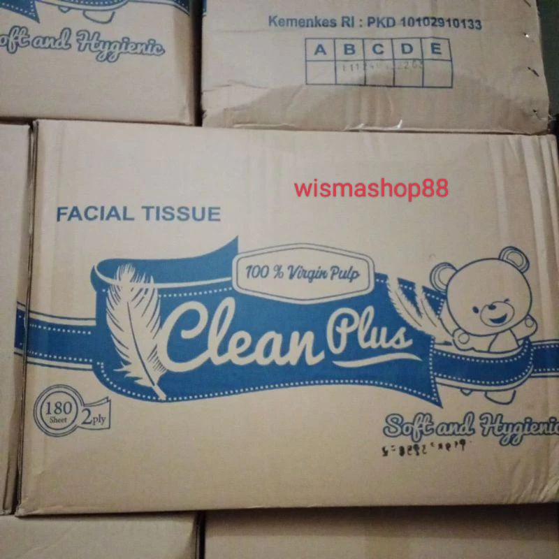 TISU CLEAN PLUS 180 SHEET 1 DUS ISI 60 PCS / TISSUE WAJAH