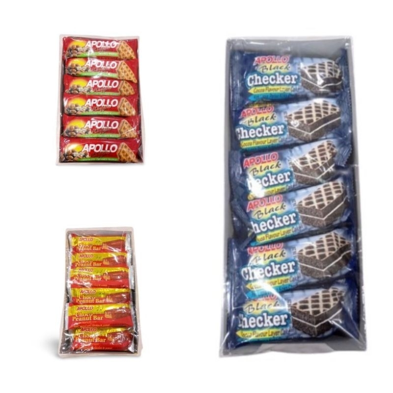 

Apollo Cake Black Checker Cocoa / Choco Peanut Bar / Waffles Choco