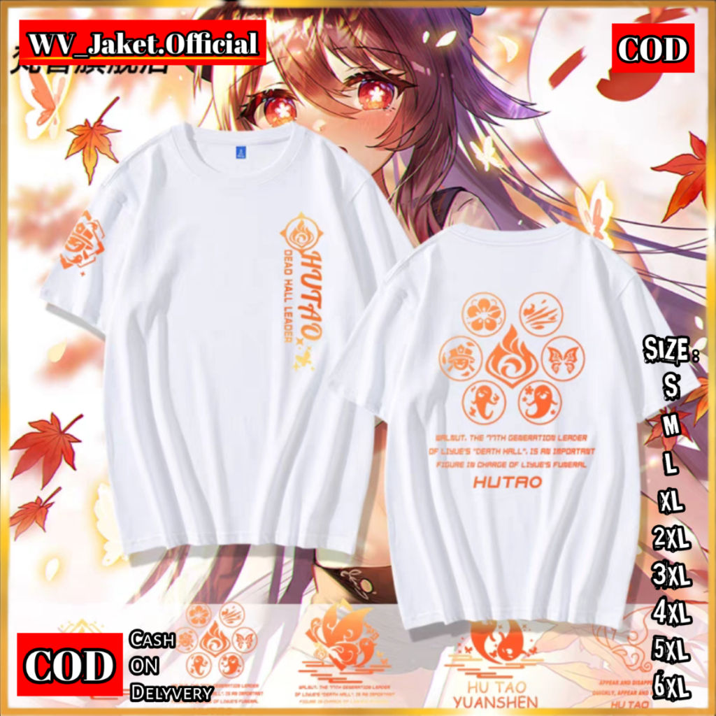 ANIME Kaos Oversize HUTAO GENSHIN Korean Style Cotton Combed Harajuku UNISEX Premium T-shirt